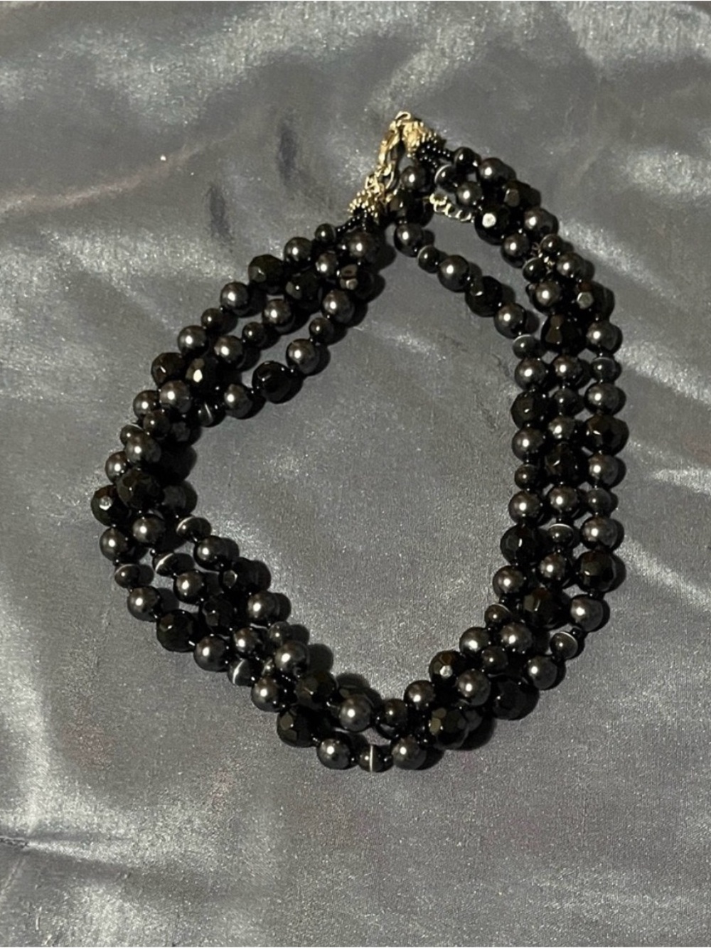 Elegant Black Beaded Multi-Strand Necklace